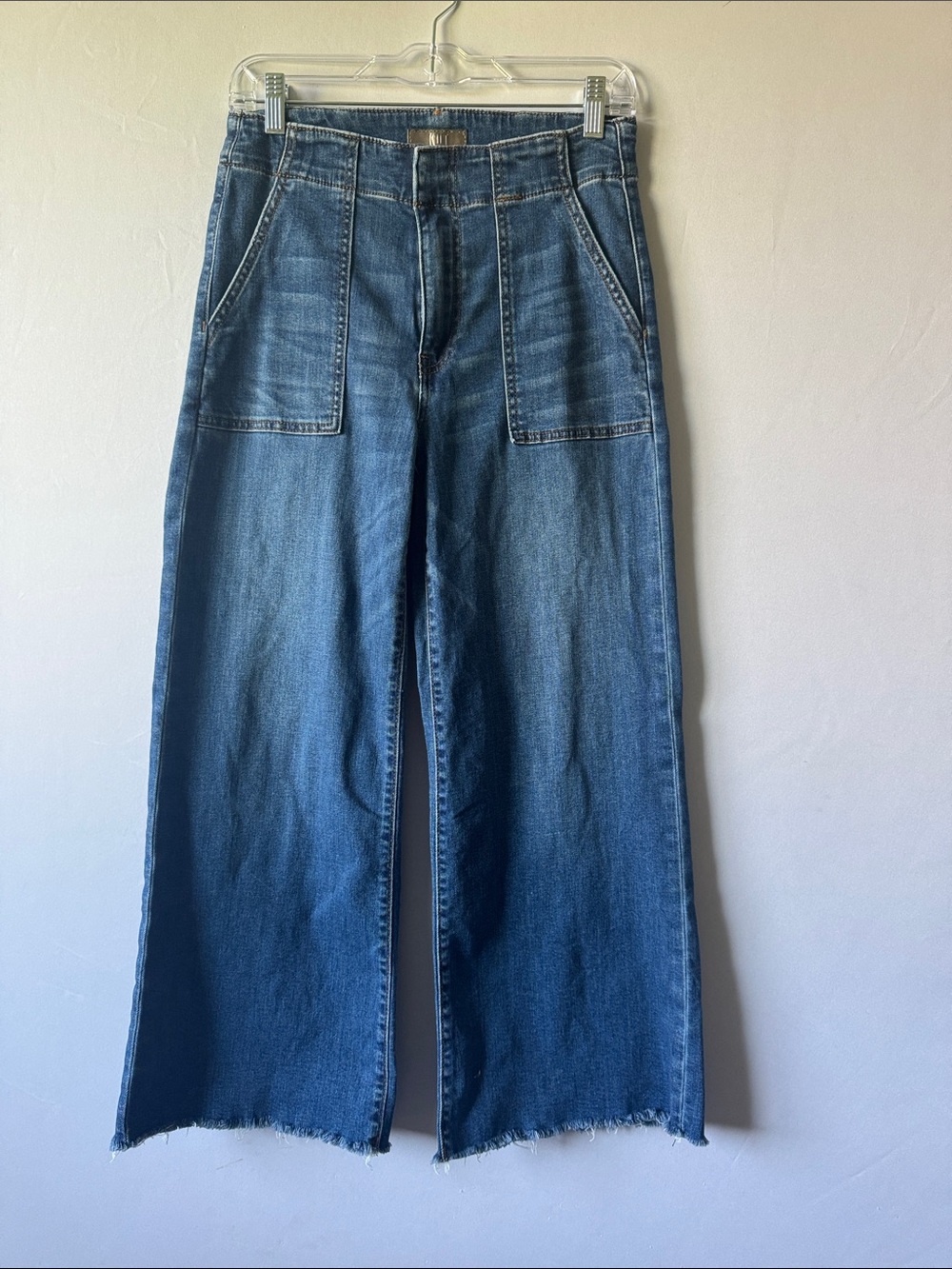 Kut From The Kloth Anke Crop Jeans Patch Pocket Wide Leg Size 2